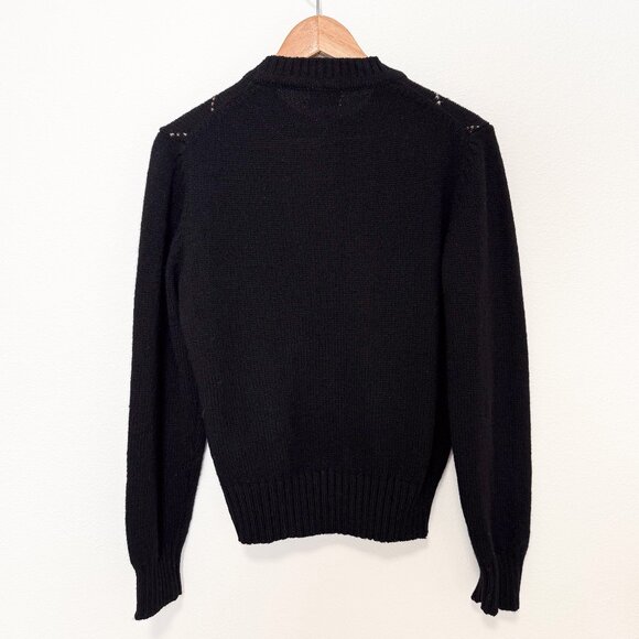 Vintage Brass Plum Black Diamond Knit Shetland Wool Crew Neck Sweater Size Large - Picture 4 of 13